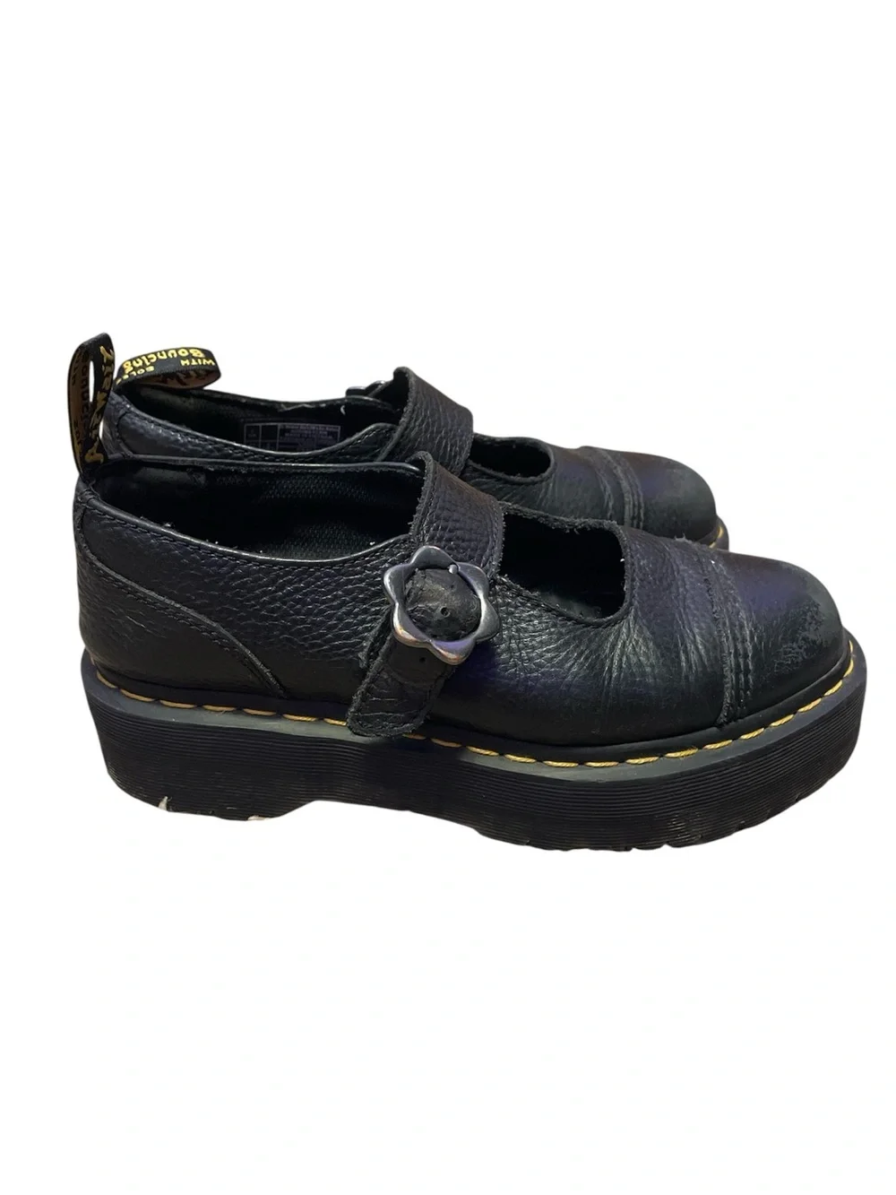 Dr. Martens Black Platform Mary Jane Glower Buckle Platform Shoes size 9
